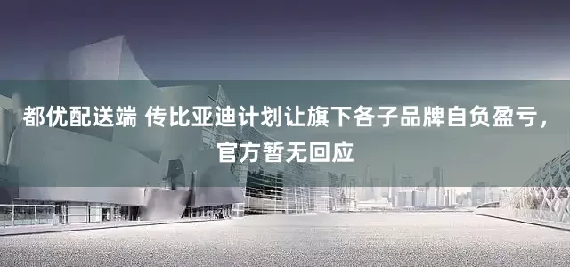 都优配送端 传比亚迪计划让旗下各子品牌自负盈亏，官方暂无回应